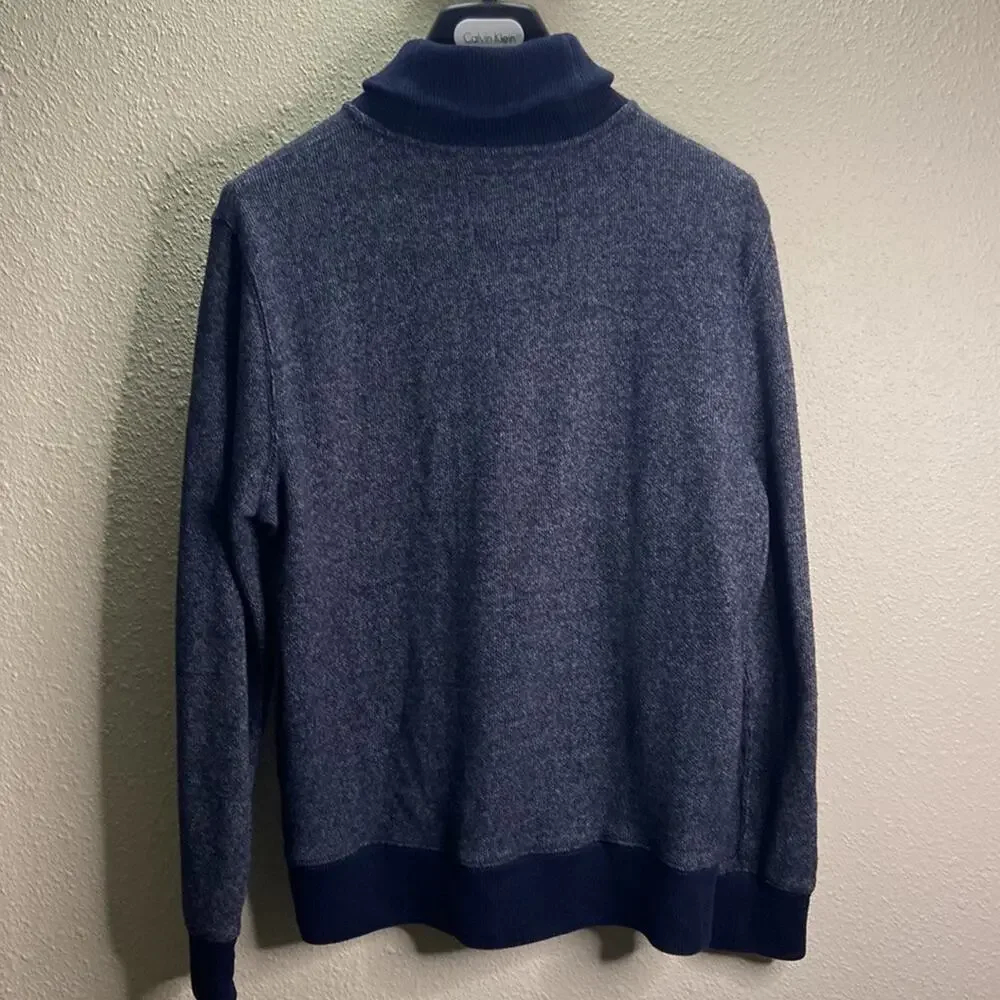 J.Crew Men Navy Outerwear Fleece Cotton Blend Shawl Collar Sweater Size M